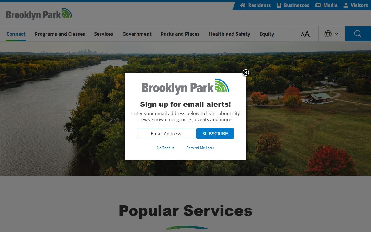 Brooklyn Park city website for 24 hour booking information