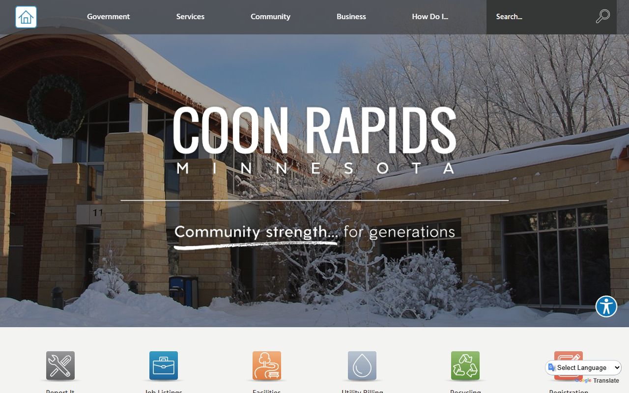 Coon Rapids city website for 24 hour booking information