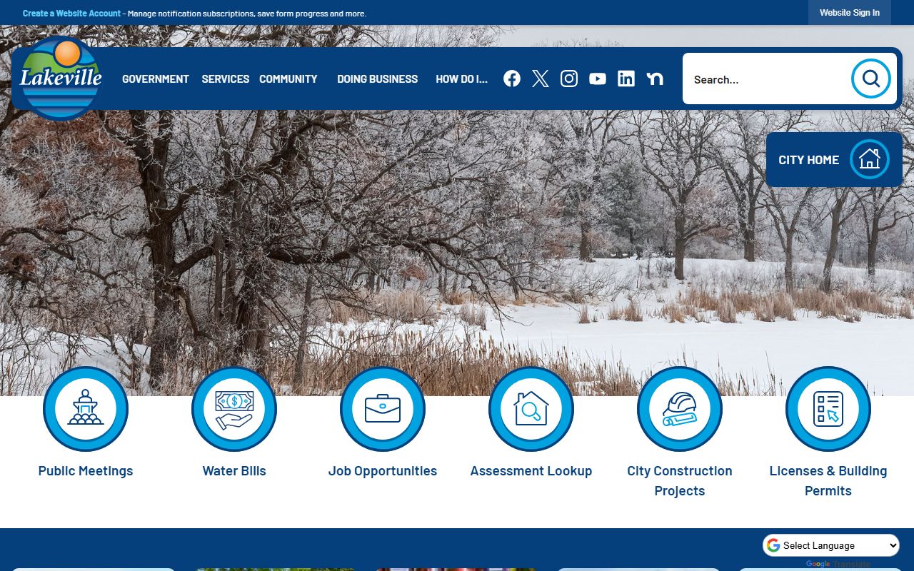 Lakeville city website for 24 hour booking information