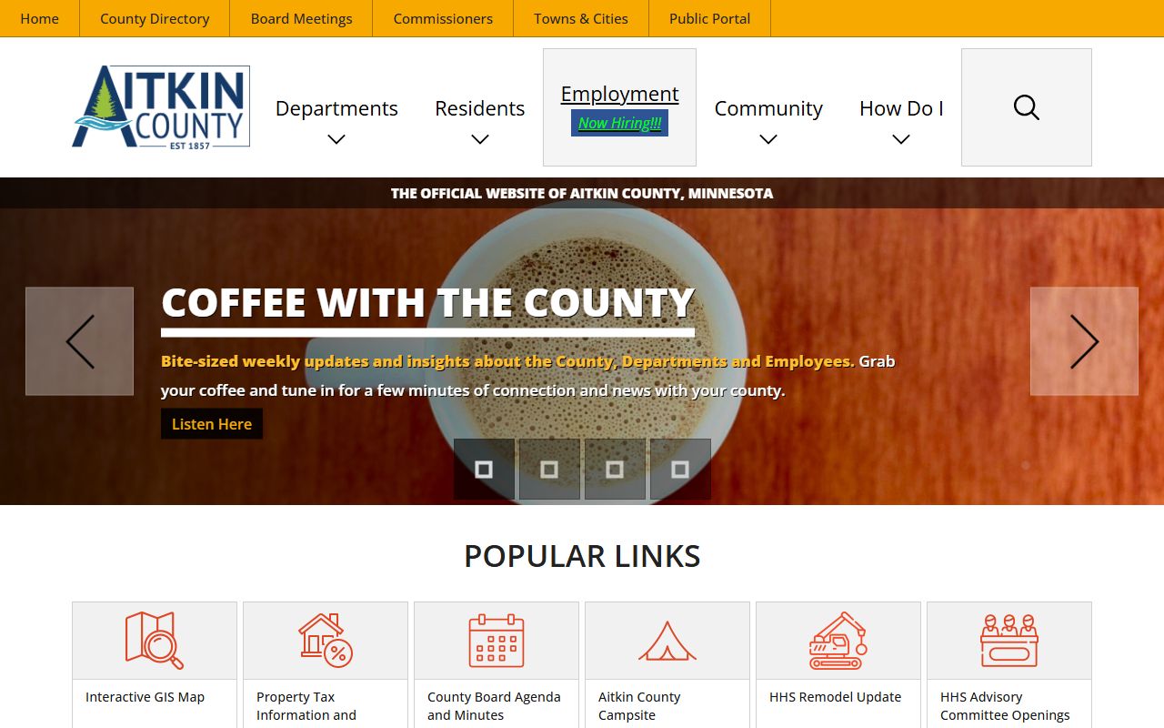 Aitkin County 24 hour booking information on county website