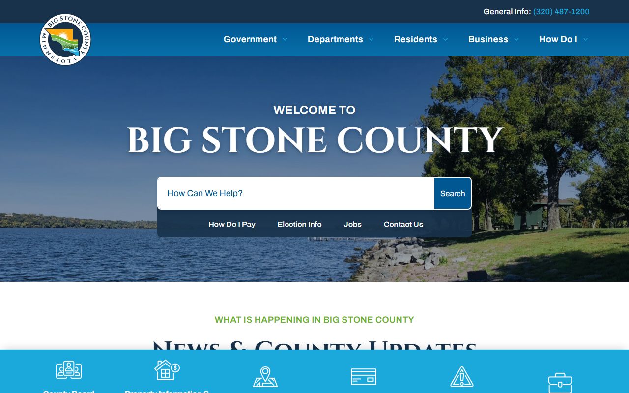 Big Stone County website with 24 hour booking resources
