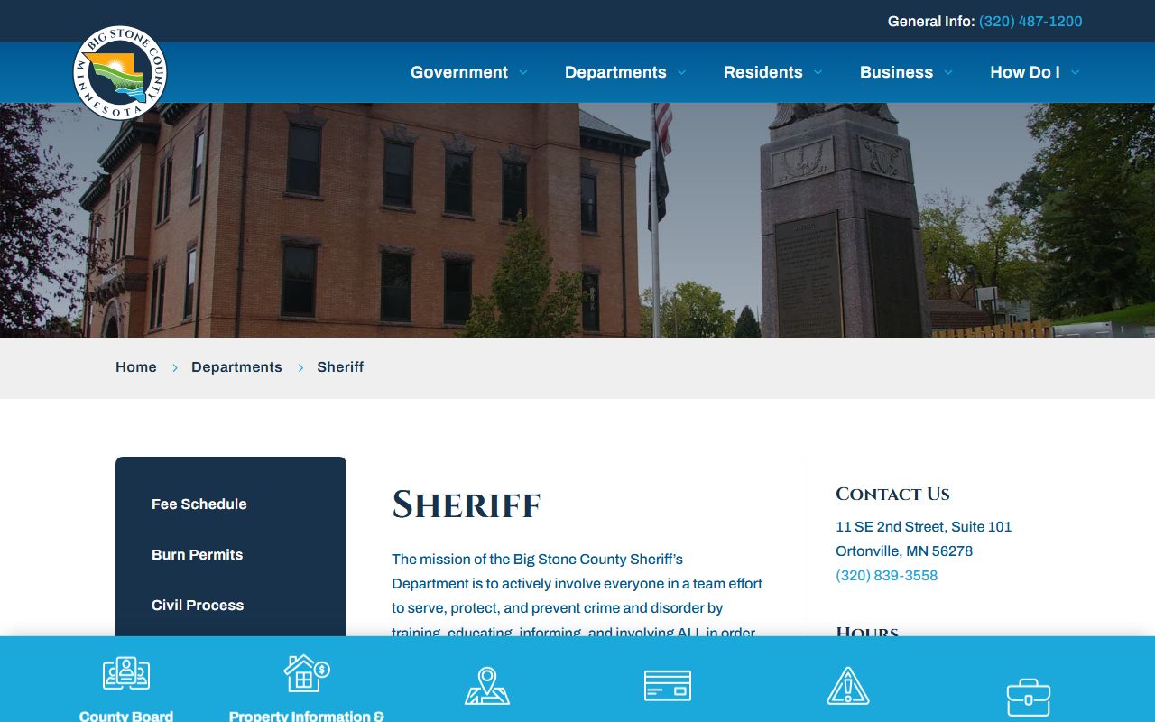 Big Stone County Sheriff's Office 24 hour booking page