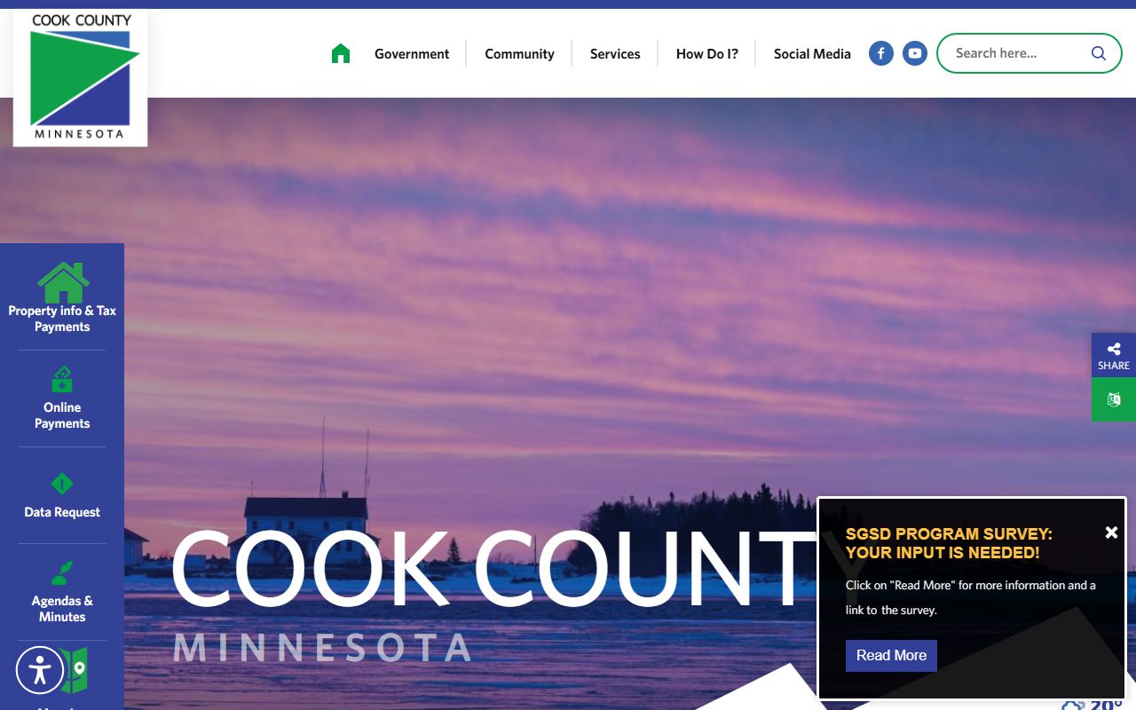 Cook County website with 24 hour booking resources