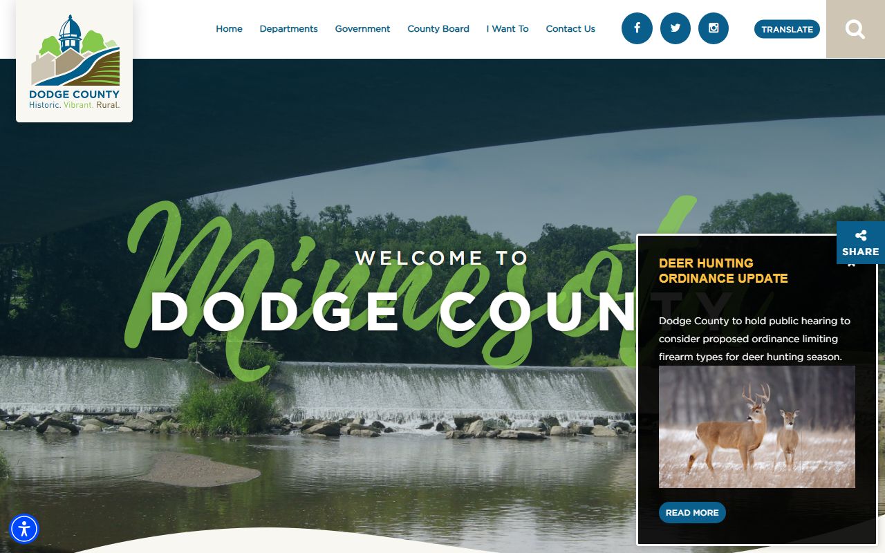 Dodge County website with 24 hour booking resources