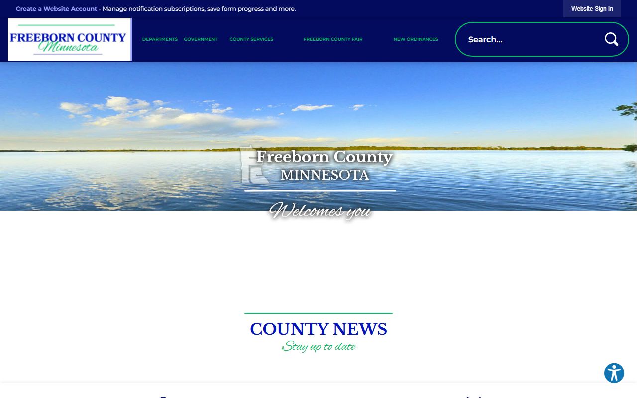 Freeborn County website with 24 hour booking links