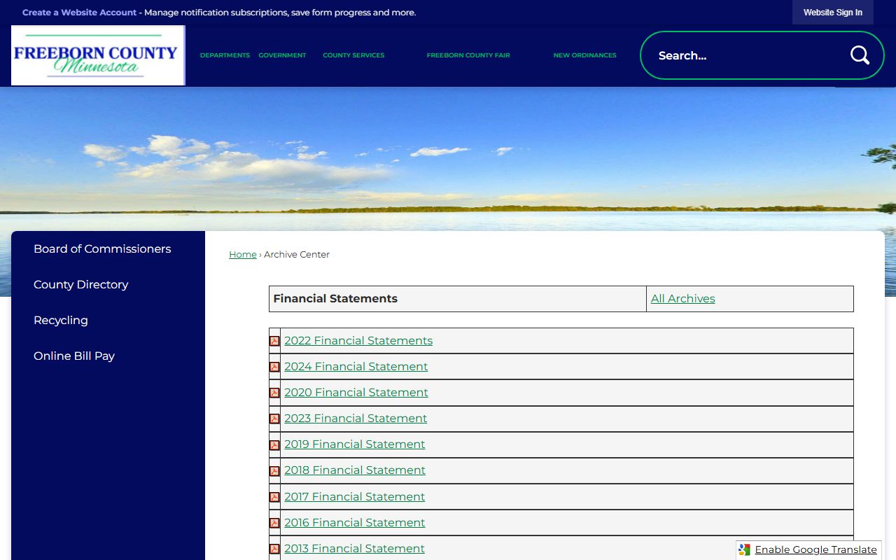 Freeborn County Jail 24 hour booking information page