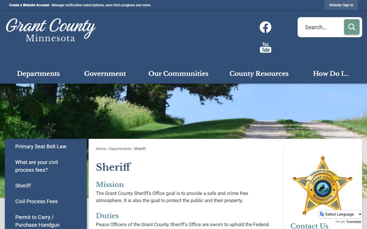 Grant County Sheriff's Office 24 hour booking page