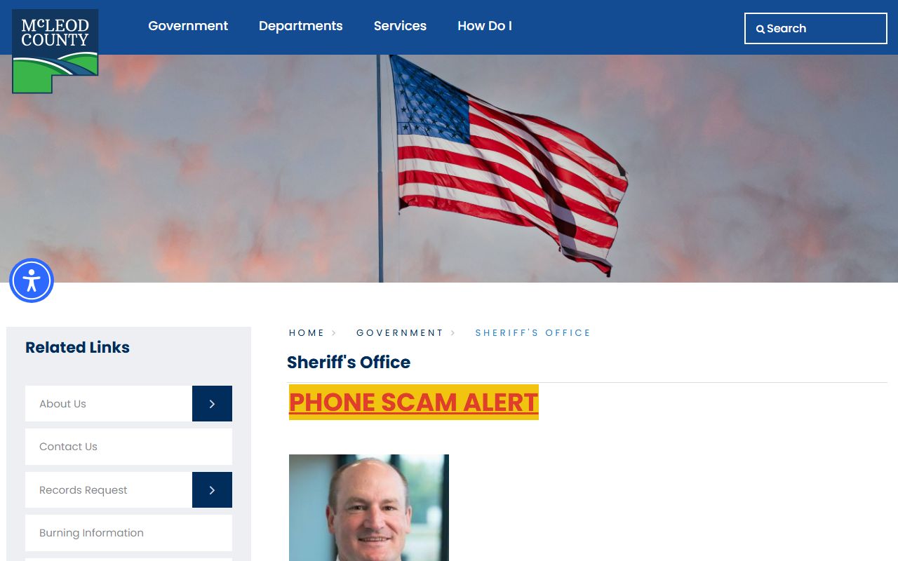 McLeod County 24 hour booking sheriff's office page