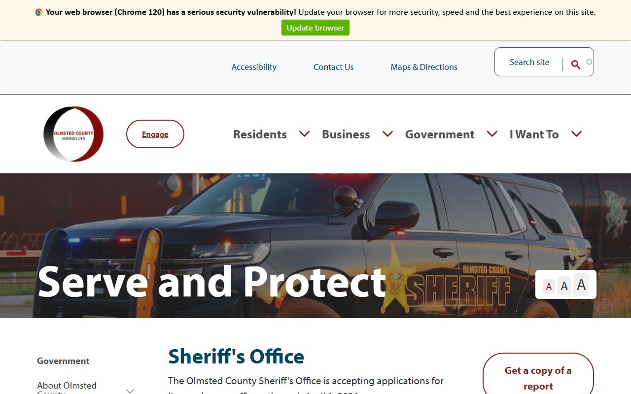 Olmsted County Sheriff office for Rochester 24 hour booking records