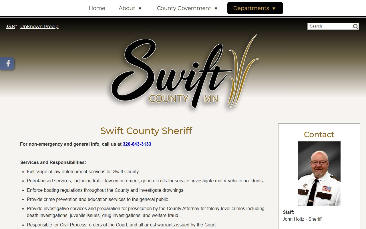 Swift County Sheriff 24 hour booking records