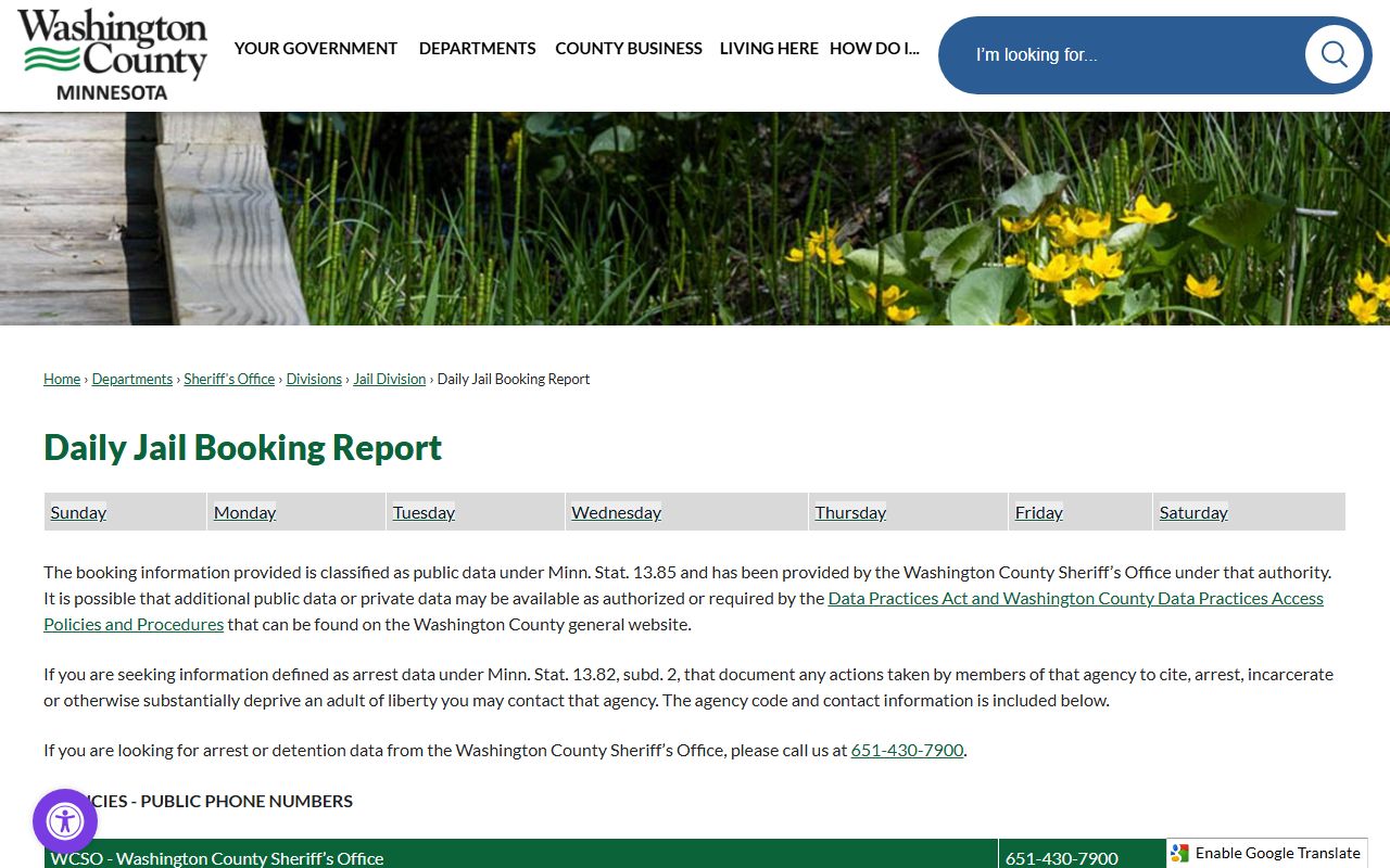 Washington County daily booking report 24 hour booking records